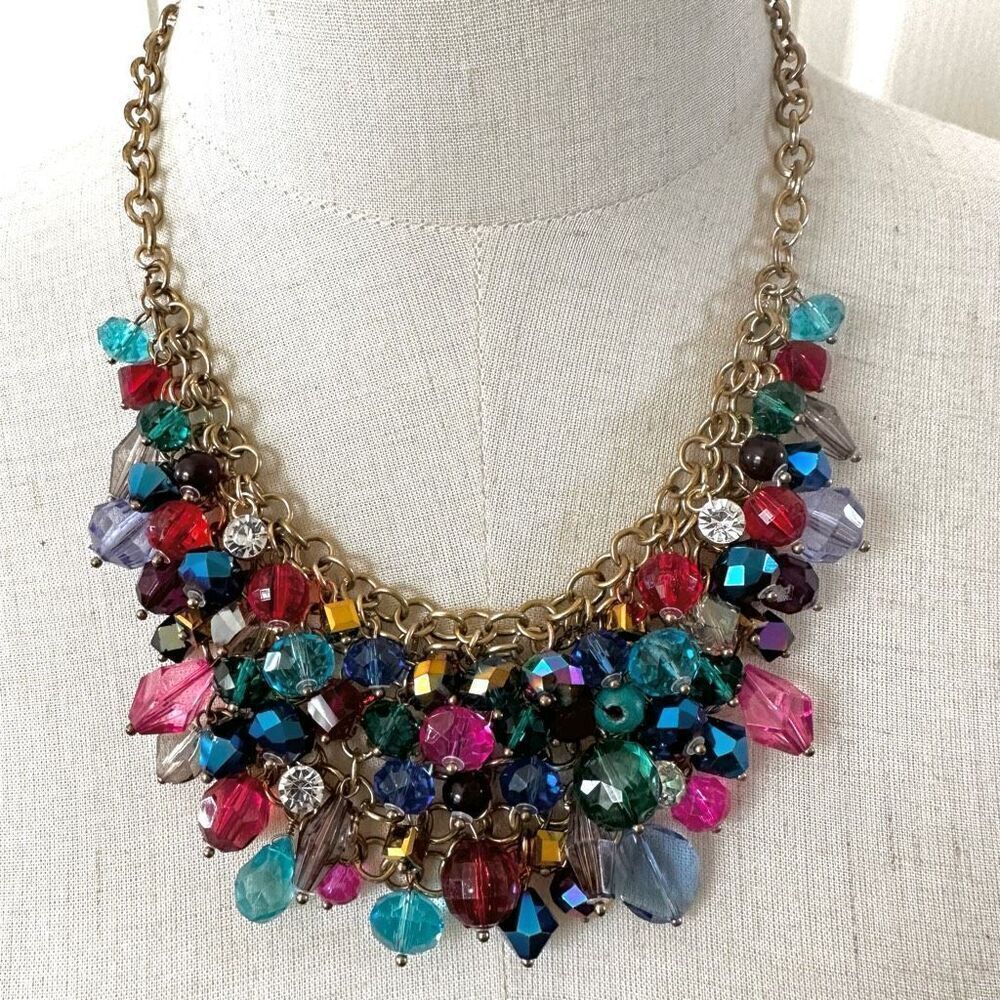 Colorful crystal statement necklace